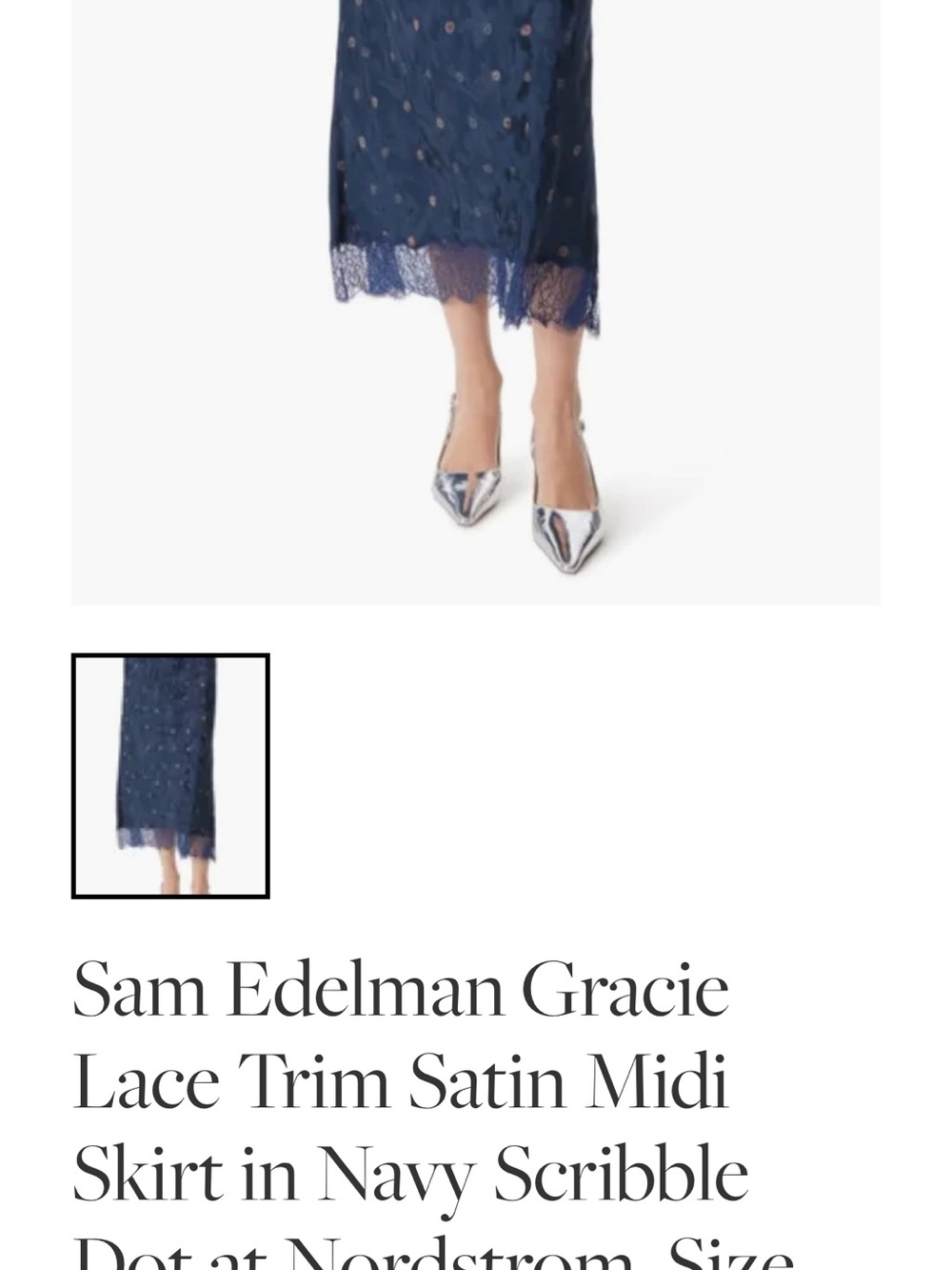 Sam Edelman Gracie Lace Size Medium Navy Scribble Dot Skirt!